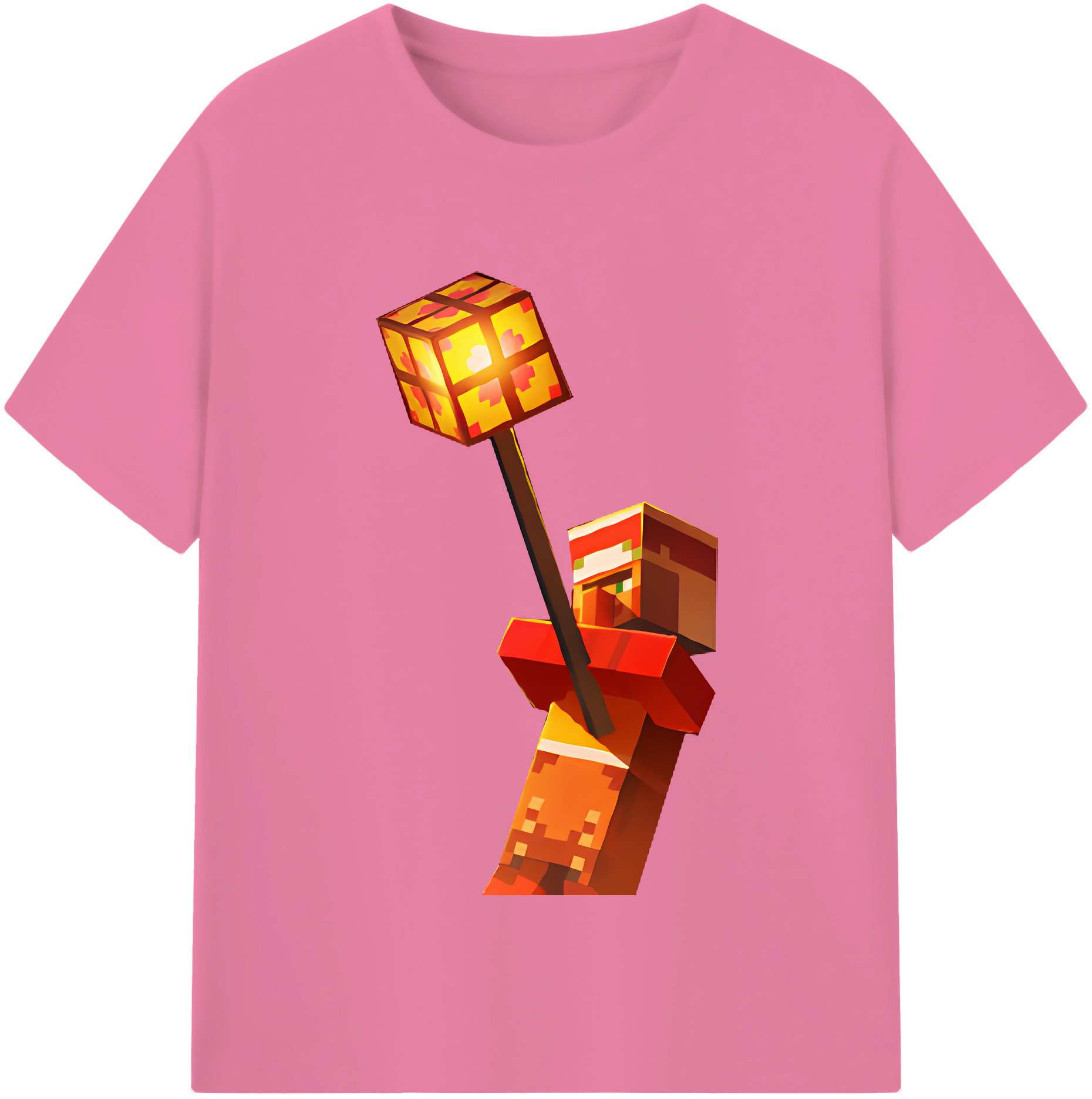 （画像用） マインクラフト ブロックの世界 Minecraft MC Block world 綿100％半袖Tシャツ（フロントプリント）